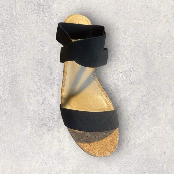 Justfab Good Times Only Women's Sandals Wedge Heel Black Size 10-BNIB - Picture 2 of 10